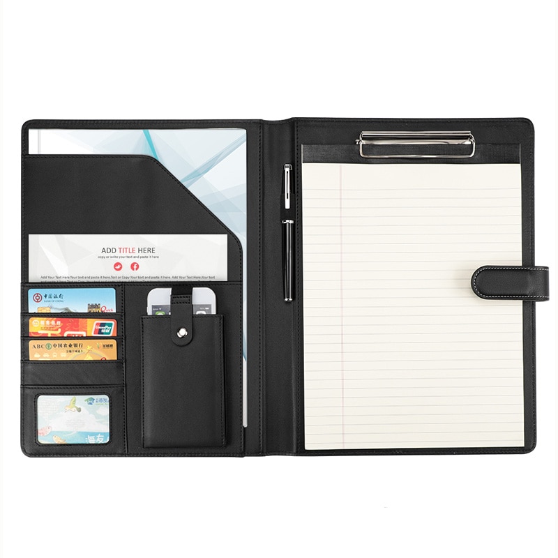 high-level A4 filing folder for documents business contract conference folder holder with notepad paper clip mobile pocket 1314A