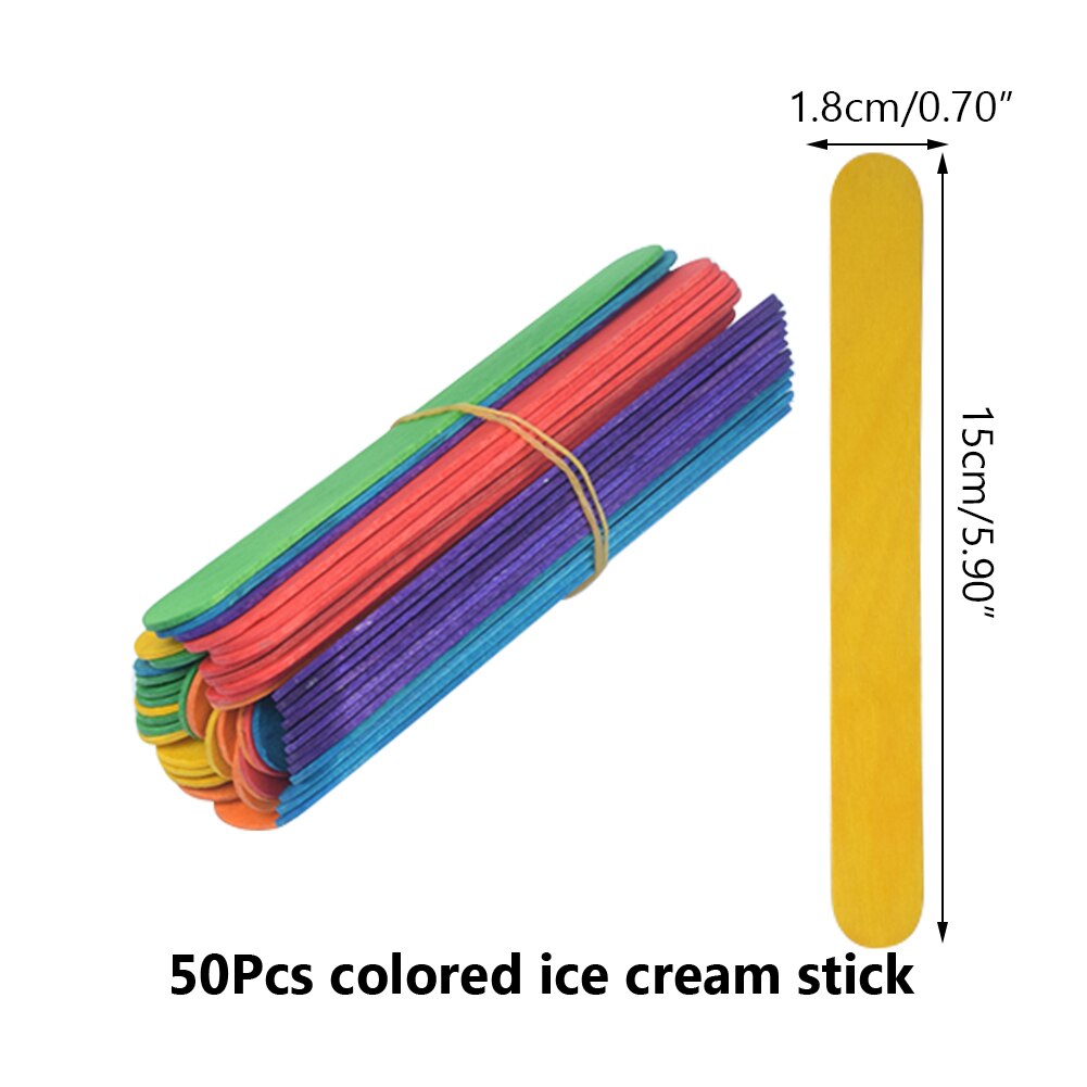 Palito de cubitos de hielo para niños, 50 Uds., accesorios para manualidades, palos de paleta, palos de polo, herramientas para crema de piruleta: 012