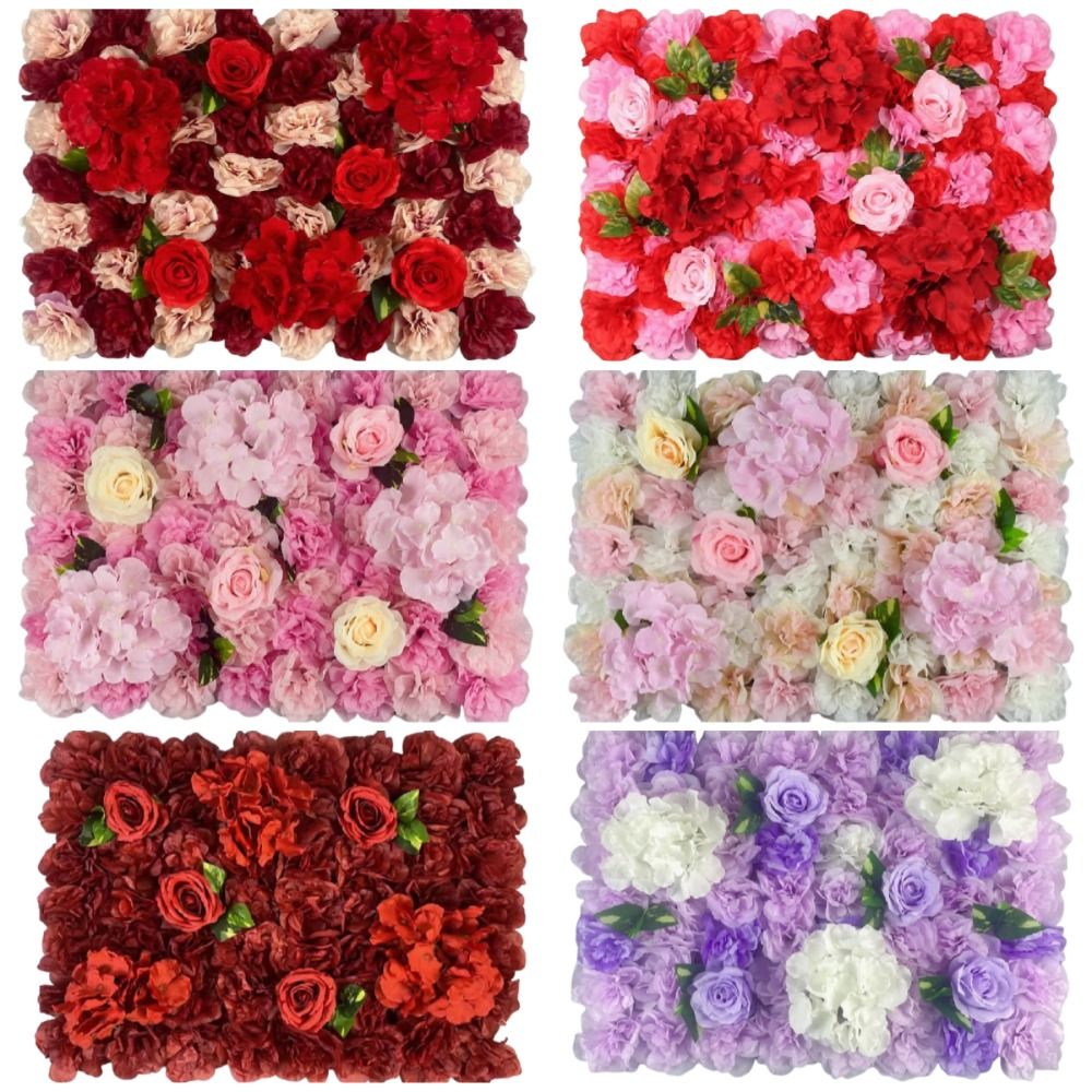 Handgemaakte Kunstbloemen Wandpanelen Realistisch 60x40cm Rozen Bruiloft Achtergrond Romantisch Duurzaam Zijden Rozen Bloemenwand