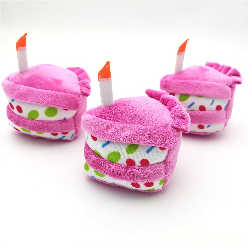 Juguetes de peluche con forma de pastel de cumpleaños para perro, mordedor de entrenamiento para cachorro y gato, juguete suave, suministros de accesorios para mascotas