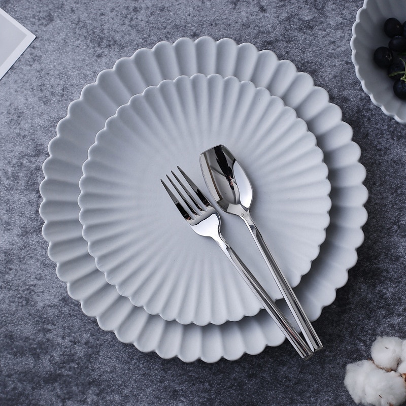 nordisch Stil Blume bilden Keramik Platte Geschirr einstellen Porzellan Geschirr schmuck Lebensmittel Platte Gericht Tablett Steak Salat Schüssel