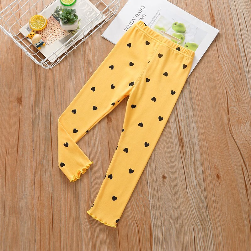 Leggings pour filles, pantalons moulants, imprimés à pois, extensibles, à motifs en coton, vêtements pour enfants, collection printemps et automne: YELLOW / 6T