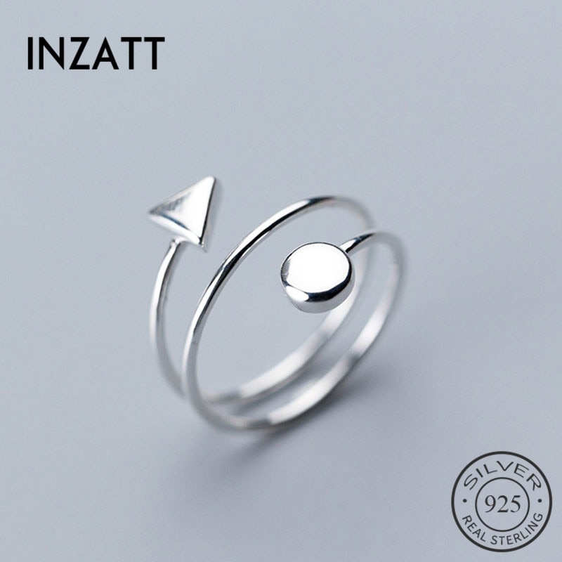 INZATT réel 925 en argent Sterling géométrie ronde Triangle anneau pour la femmes fête d'anniversaire mignon Fine bijoux accessoires