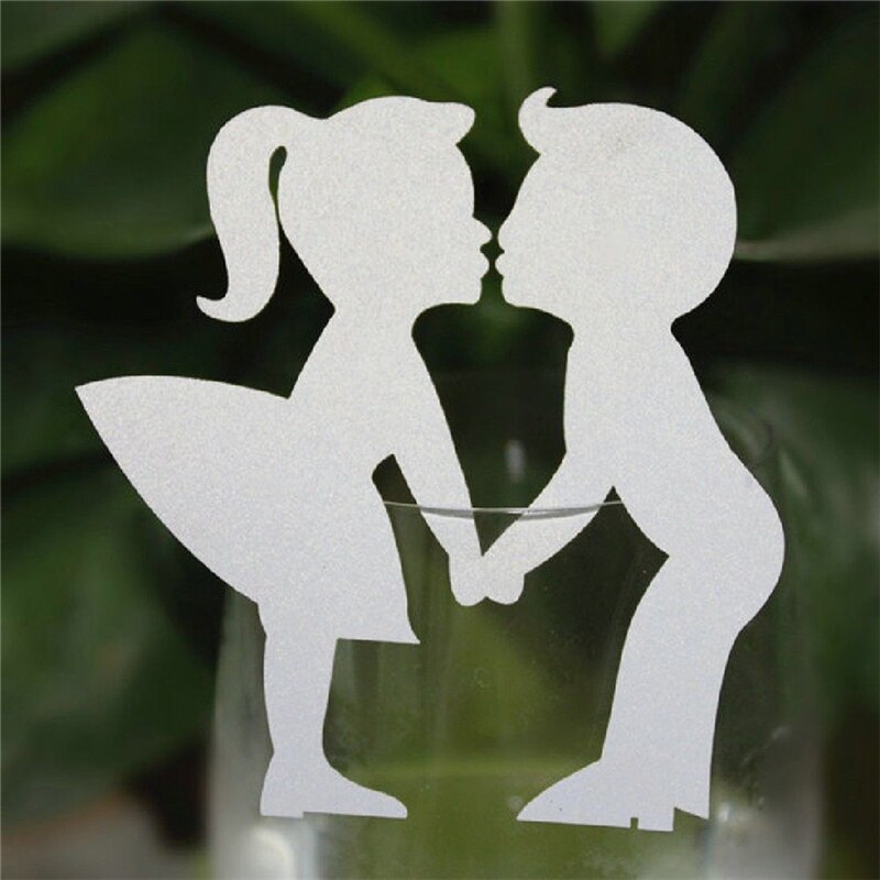 N2 hao 50 stk navn bordkort kys elsker vinglas kort til bryllup bord dekoration