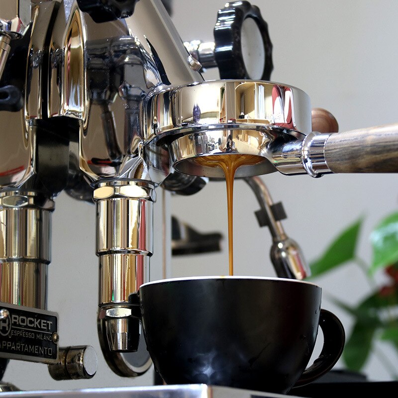 Bunnløst portafilter espresso kaffemaskin trehåndtak filterkurv inkludert 58mm kaffekopper universell
