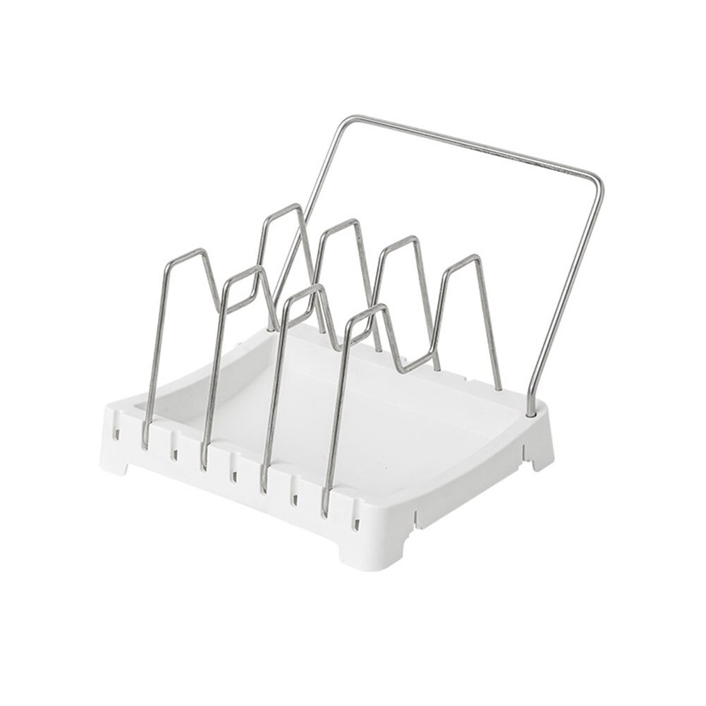 Stainless Steel Adjustable Home Kitchen Pot Lid Organizer Storage Rack Free Standing Cabinet Pantry Multifunction Countertop