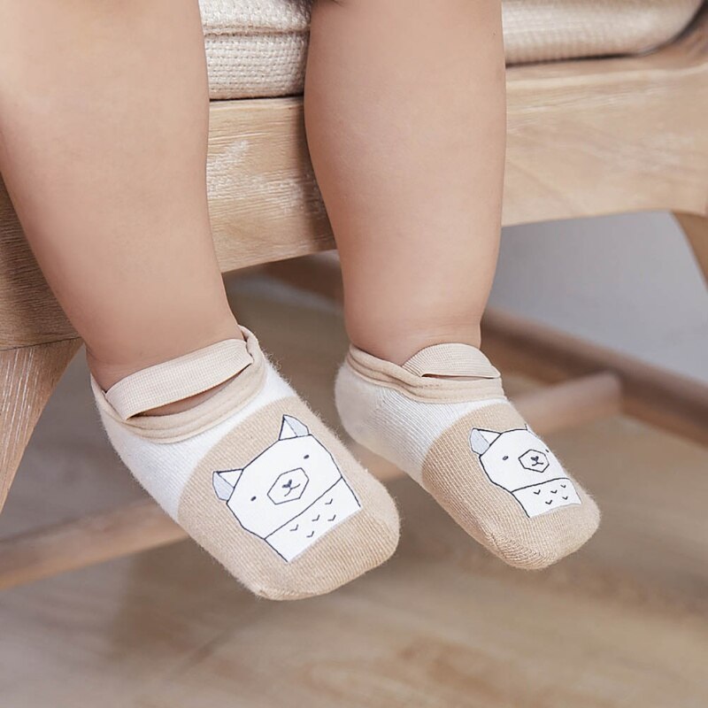 Chaussettes bébé avec bande élastique coton bébé enfant en bas âge anti-dérapant chaussettes de sol mignon dessin animé infantile anti-dérapant chaussettes bébé fille garçon chaussettes