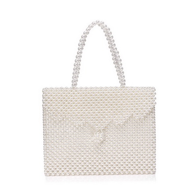 Brand Hand-woven Pearl Bags Lady Beaded Shoulder Bag Women Party Vintage Handbag Ins Small Flap Bag Mini Cross body Bag: YM1656