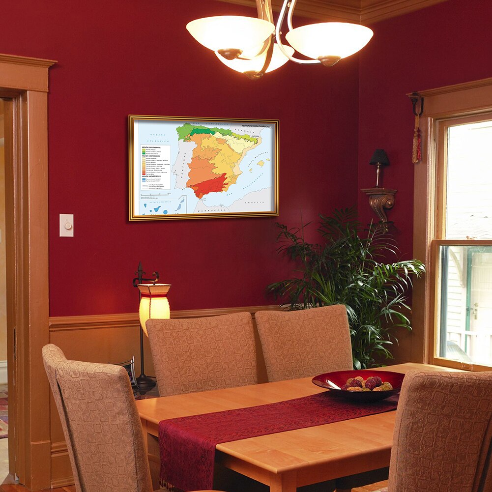 90*60cm In Spanish The Spain Map Region Distribution Wall Art Poster Canvas Painting School Supplies Living Room Home Decoration