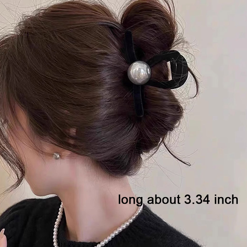 Pinzas para el cabello de perlas negras Vintage para mujeres y niñas, adorno de temperamento, pinzas simples, horquilla, accesorios para el cabello de: Negro