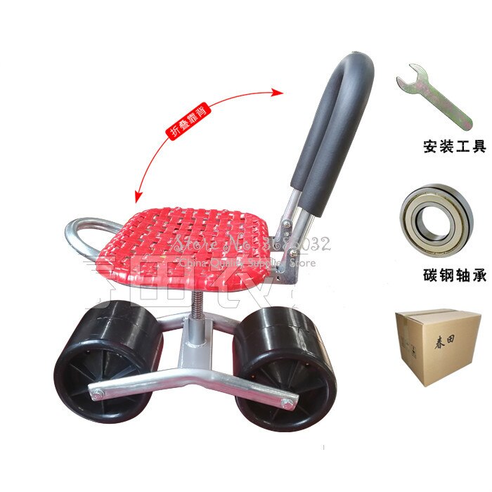 Firm iron Garden cart tool Planting pickingstool Comfortable PU sponge seat Pad Moving work chair with wheelsGarden Supplies