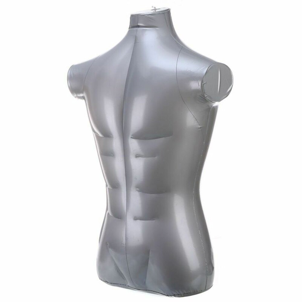 PVC Plastic Inflatable Male Torso Model Form Half Man Body Mannequin Model Silver Shop Clothing Display Props