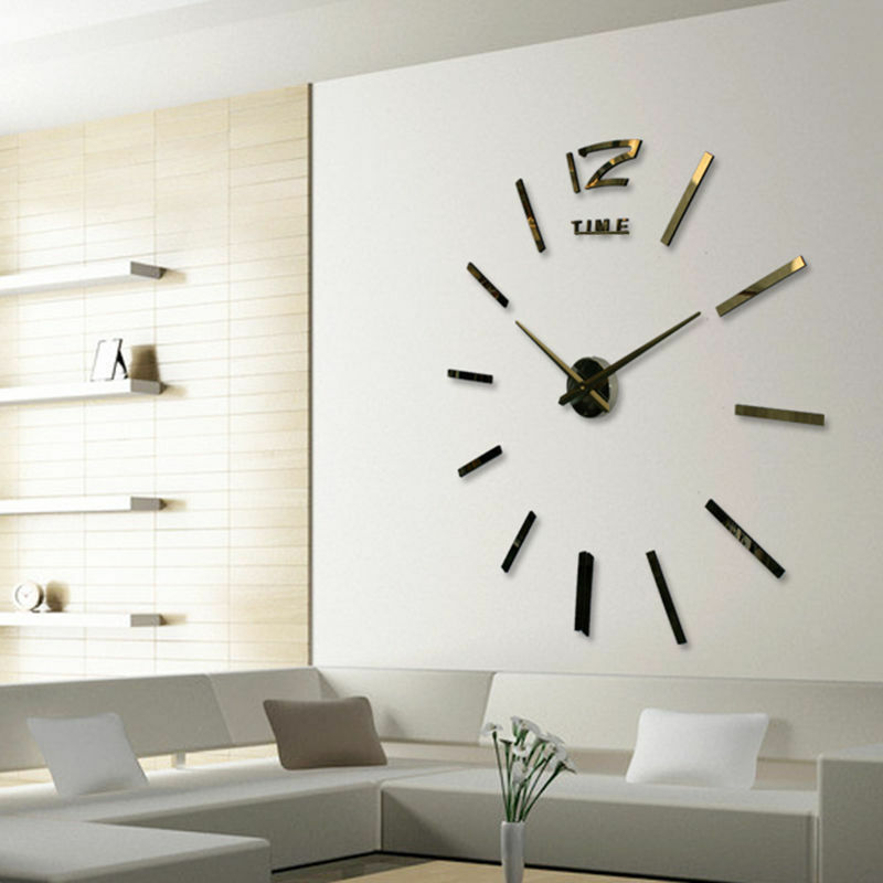 Espejo de pared grande 3D moderno, Espejos decorativos, superficie, reloj de pared, pegatina para casa, oficina, habitación, espejo DIY, decoración, recién llegado