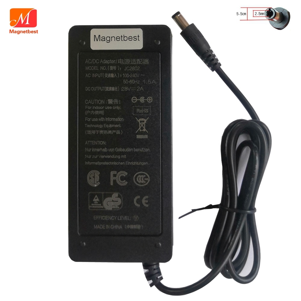 Wysokiej jakości 28V 2A AC DC Adapter przełączający ładowarka zasilająca 28V2A 56W Adapter do zasilacza DC 5.5*2.5/2.1mm