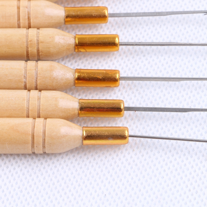 HARMONY 1 piece Wooden Handle hook needle or loop threader for micro hair extensions tools