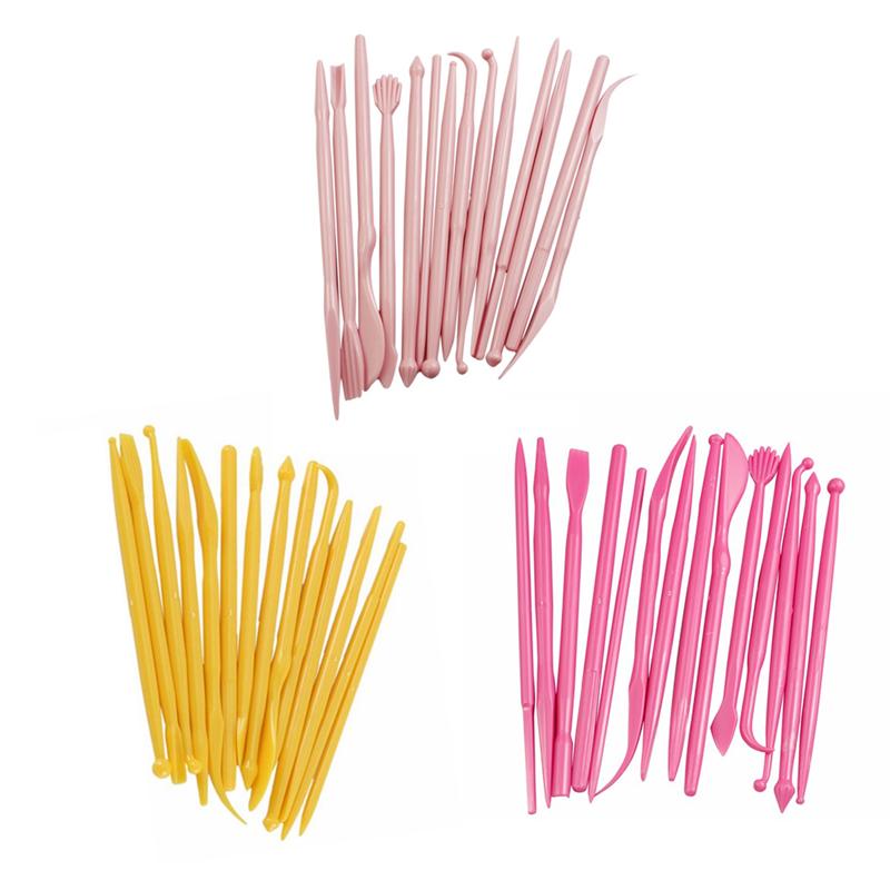 14 Pcs Cake Carved Kit Fondant Cake Sugar Flower Sculpture Group Shaping Baking DIY Tools Mold(Pink)