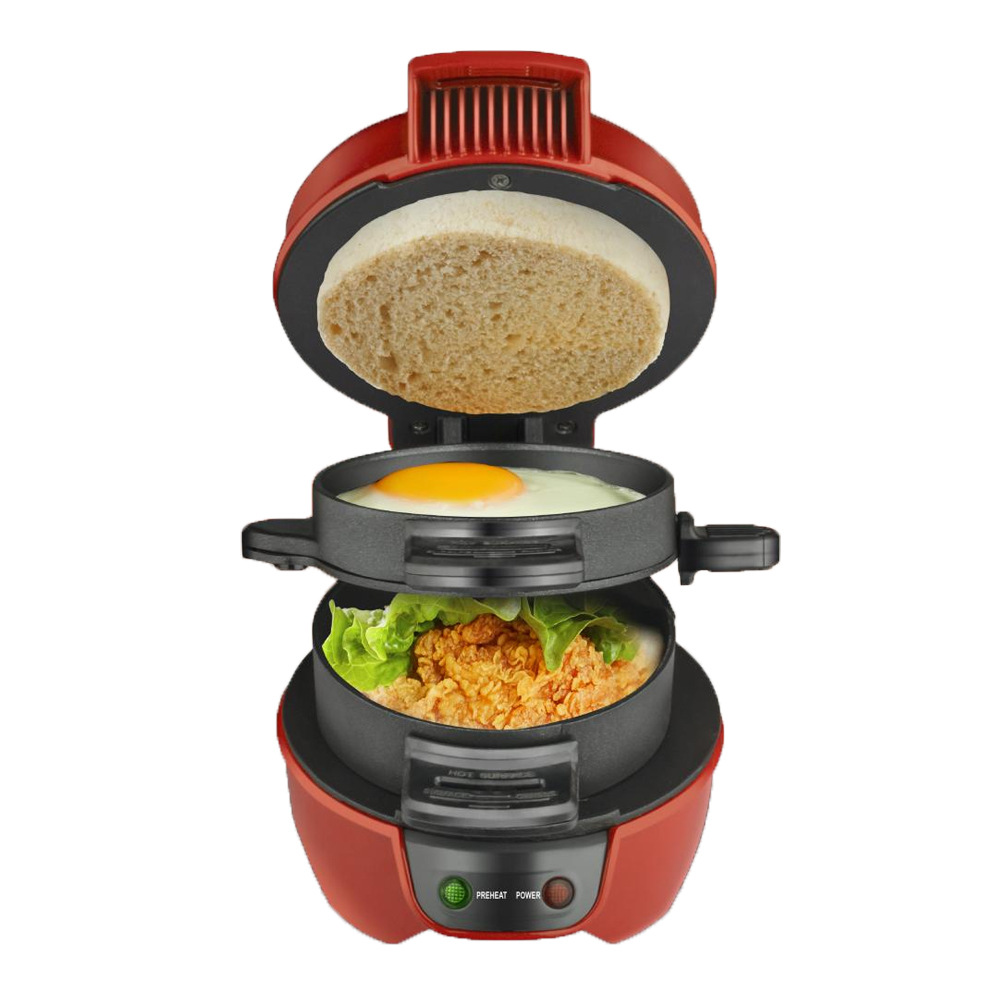 3-i-1 Frukostmaskin - Stek Ägg, Baka Bröd, Gör Hamburgare - 600-800W, 2 Skivor: Blå / Eu