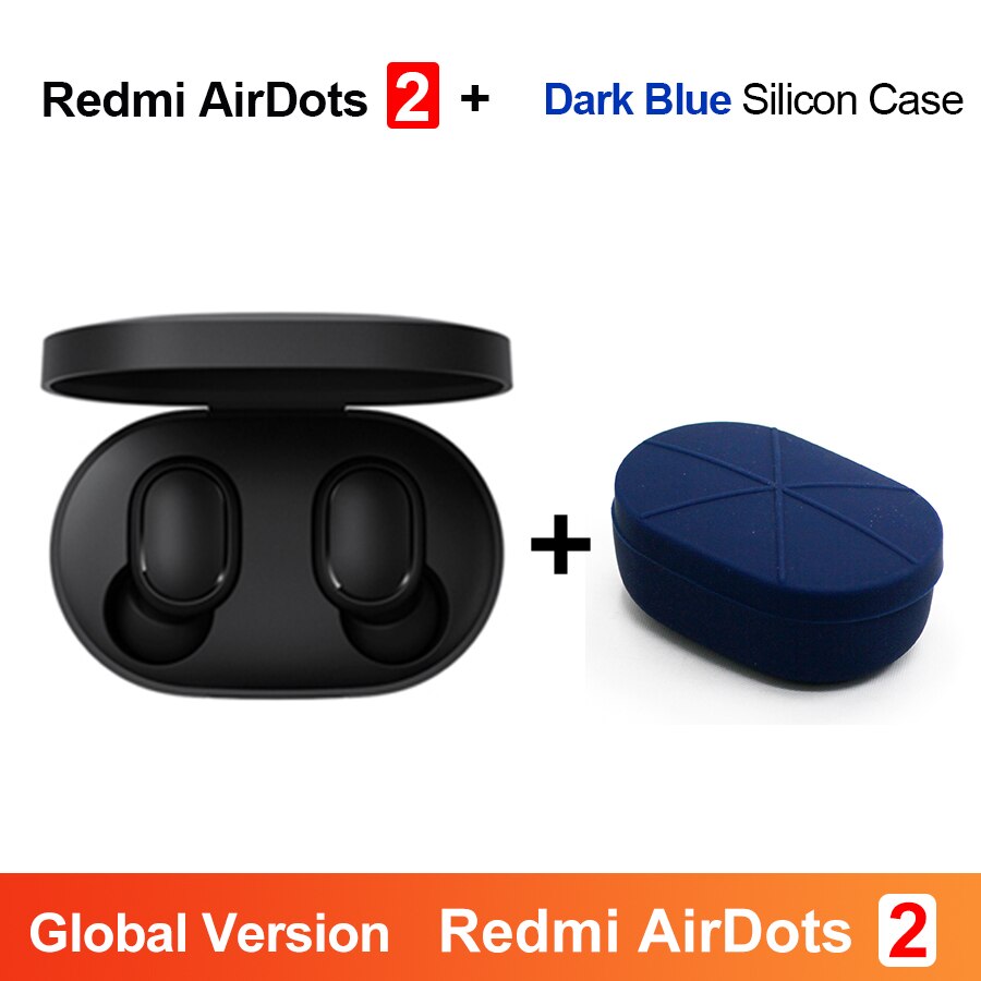 Original Xiaomi Redmi Airdots 2 TWS Bluetooth Earphone Stereo bass BT 5.0 Eeadphones AI Control With Mic Handsfree Earbuds: GB N Dark Blu Case