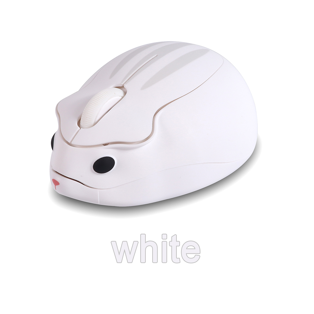 Cute 2.4G Wireless Mouse Ergonomic Optical USB Mice Kawaii Cartoon Hamster Mouse For PC Laptop Tablet Computer Kids: WHITE