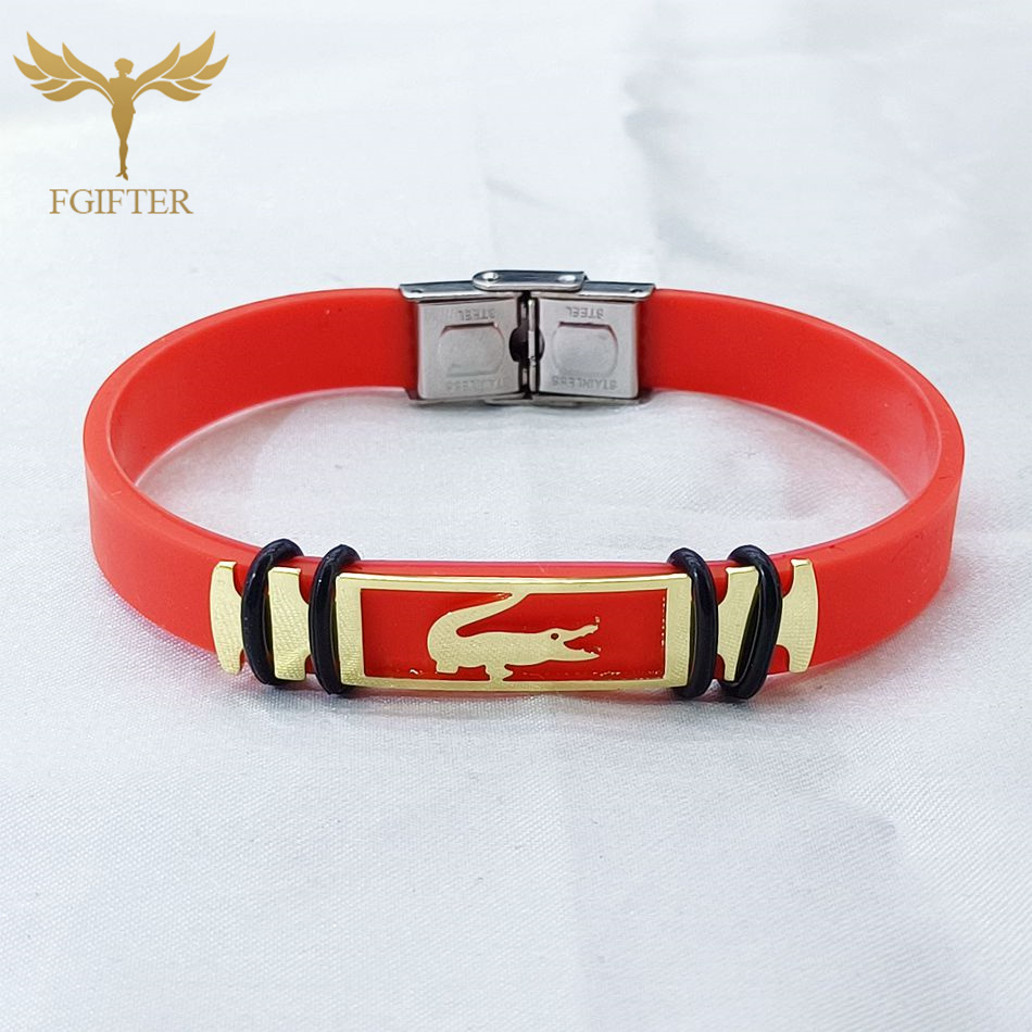 Bracelet accessoire Crocodile Reptile féroce, en acier inoxydable, en Silicone coloré, pour hommes et femmes, fournitures de fête, bijoux
