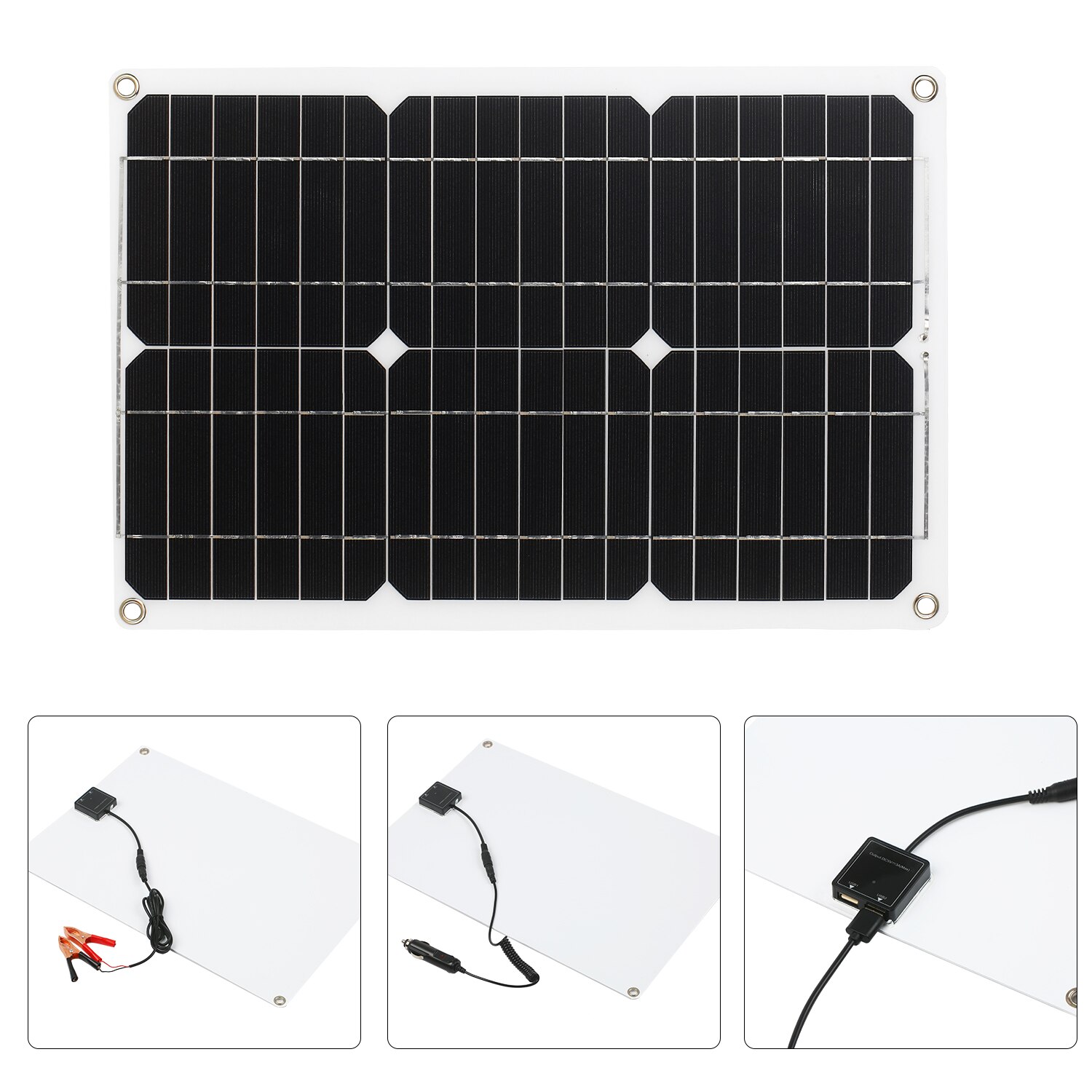 180W 12V Zonnepaneel Kit Dual Usb-poort Off Grid Monokristallijn Module Met Zonne-energie Laadregelaar Sae Aansluiting kabel Kits