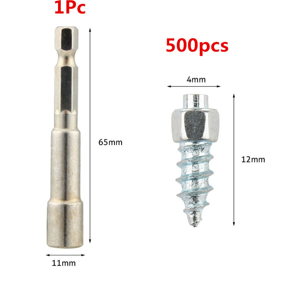 500Pcs/set 12*4mm Car Tires Studs Screw Snow Spikes Wheel Tyres Snow Chains Studs for Car Vehicle Truck Motorcycle Tires Winter