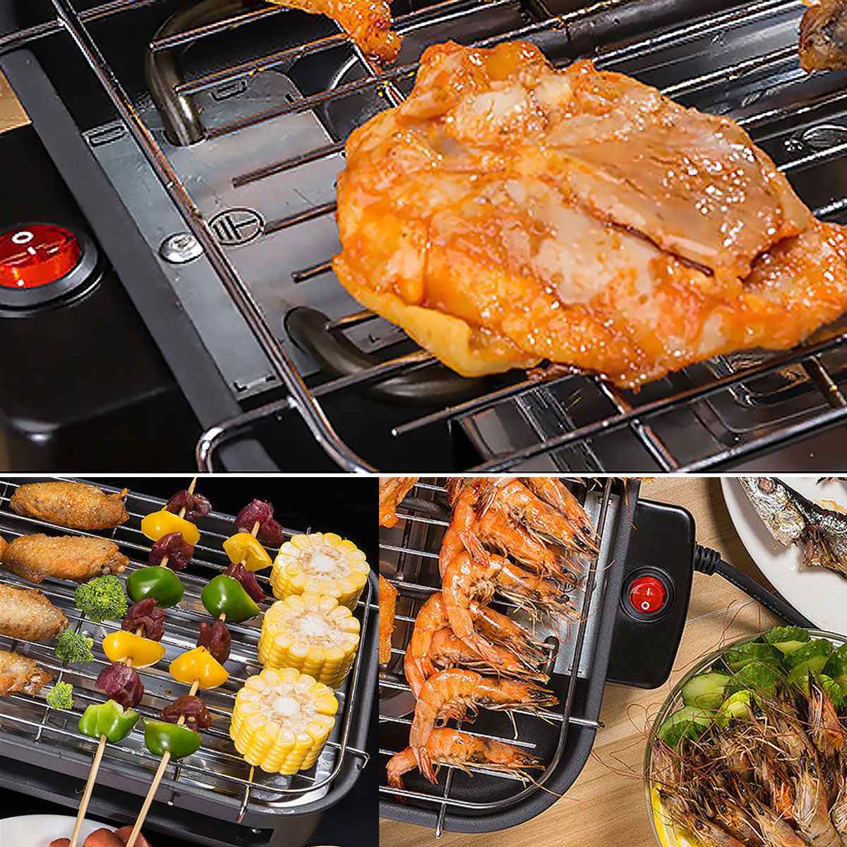 1300W Electric BBQ Grill Smokeless Barbecue Machine Household Indoor/Outdoor Table Top Electric Grils Griddles for Party Camping