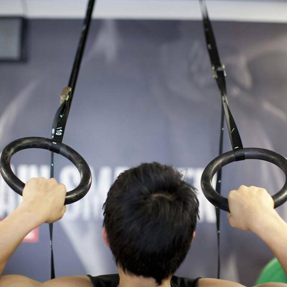 ABS Gymnastic Crossfit Gym Fitness Rings with Straps Buckles Strength Training Pull ring set Up Dips-Top home gymnastic ring