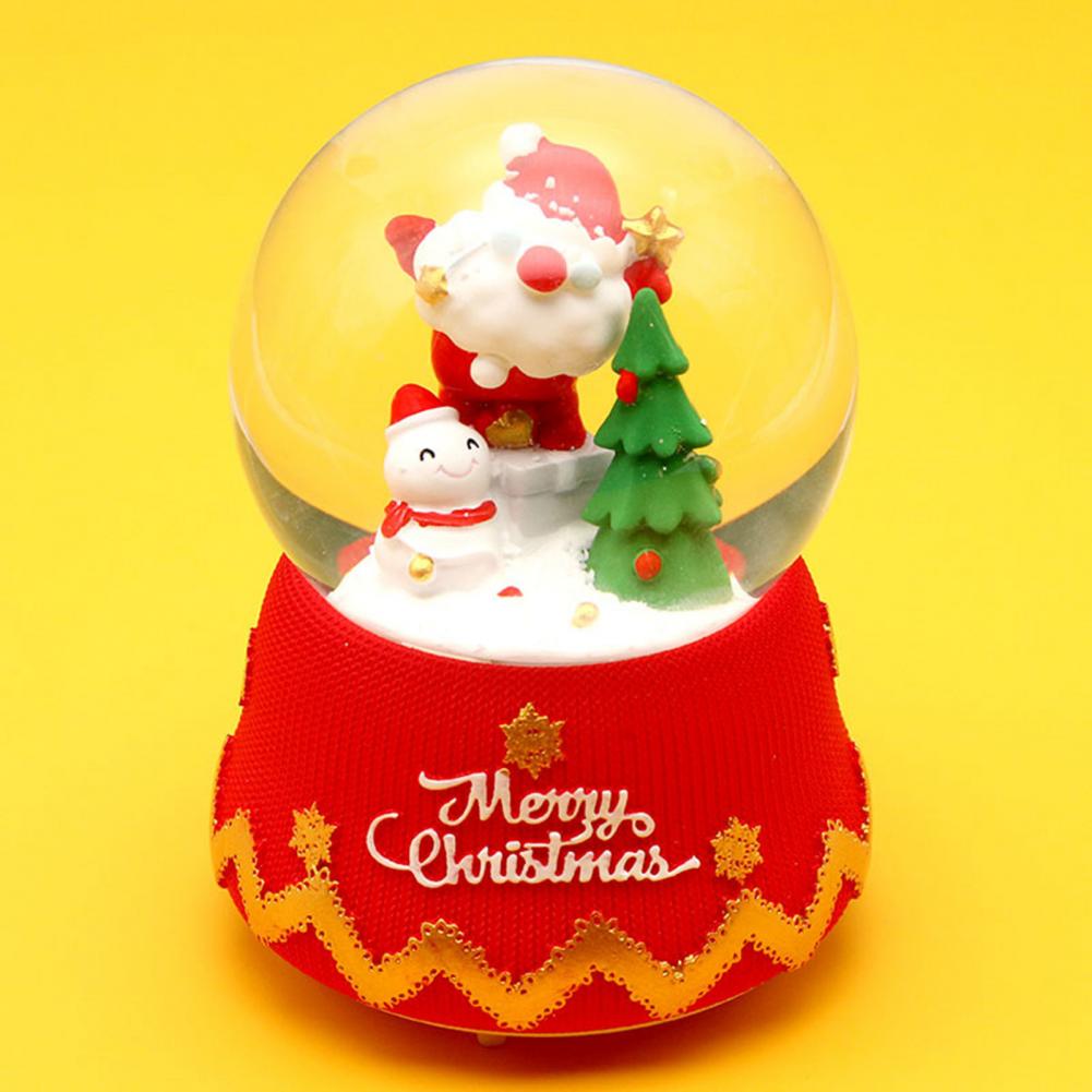 Desktop Decor Nette 3D Cartoon Weihnachten Musik Box Ornament Schöne Glas Schneekugel mit Bunte Beleuchtung Mädchen