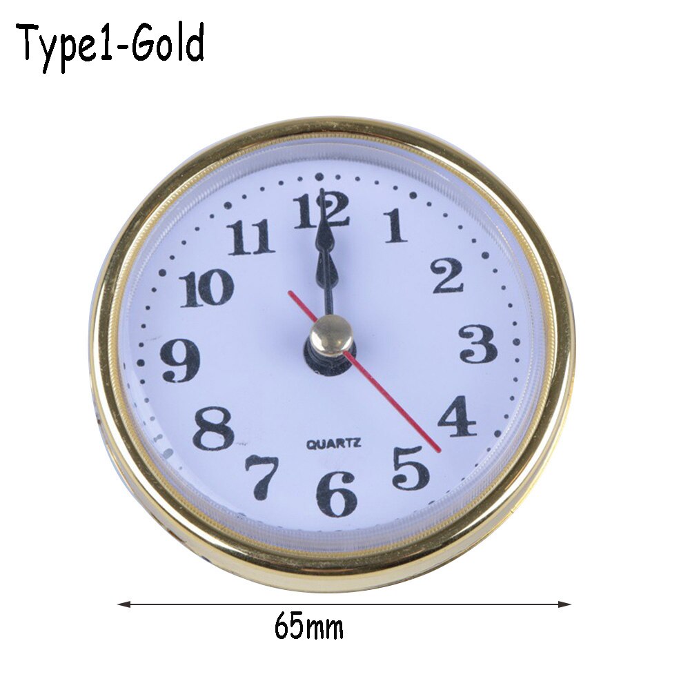 Classic Mute 2-1/2" (65mm) Clock Clock Quartz Mechanism Movement Insert Roman Numeral White Face Gold Trim Practical DIY Parts: Type1-Gold