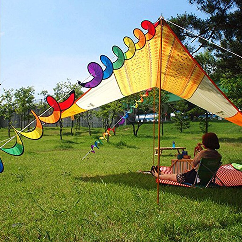 2Pcs Rainbow Spiral Windmill Wind Wheel Windsocks for Camp Tent Lawn Home Garden Ornaments Outdoor Whirligig Toy 55''