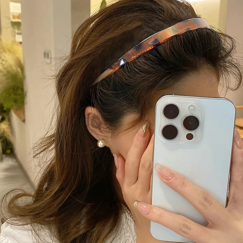 Diademas con forma de marco para gafas de sol Vintage, aro de pelo fino acrílico estampado, diadema Simple antideslizante, accesorios para el cabello para mujer