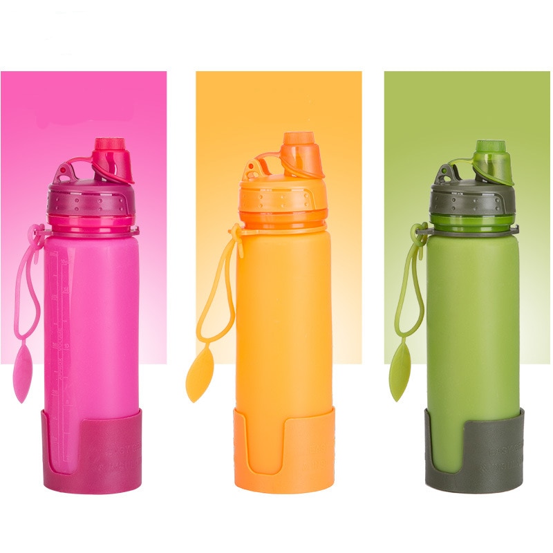 Sport Mini Siliconen Water Fles Draagbare Vouwen Fles Voor Water Sport Fiets Reizen Opvouwbare Fles Drinkware