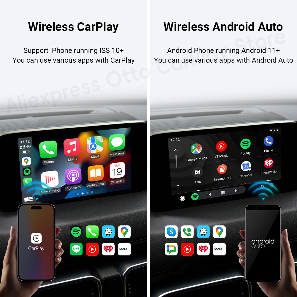 Android Auto CarPlay adaptateur sans fil 2 en 1 Mini voiture systèmes intelligents lecteur accessoires Navigation musique commande vocale