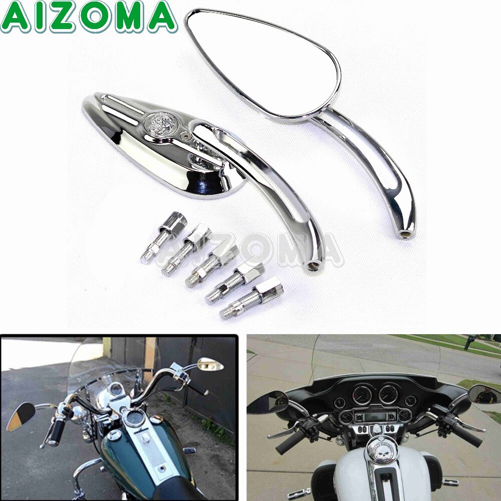 Espejos retrovisores cromados de 2 uds. Para motocicleta, espejo retrovisor lateral de aluminio para Harley Sportster Dyna Heritage, crucero Softail