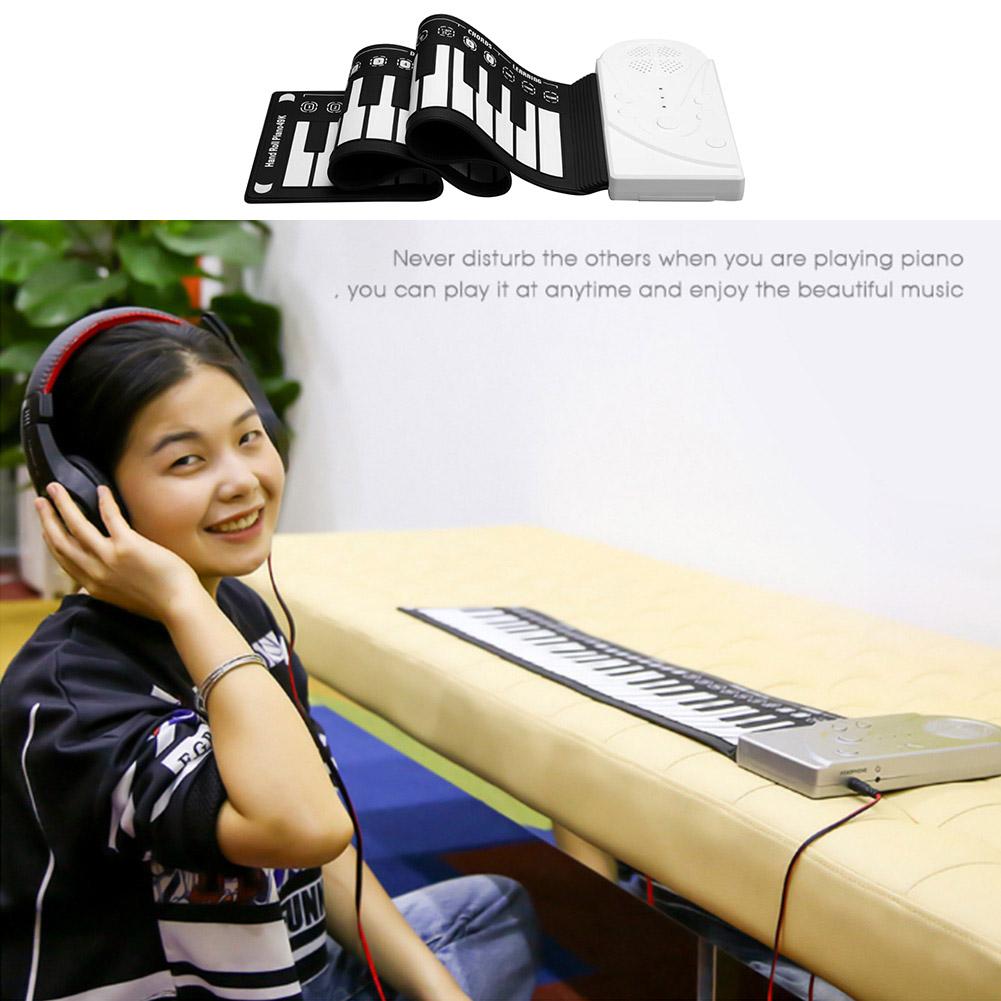 Portable 49 Keys Flexible Roll Up Piano Folding Silicone Electronic Keyboard for Children Student Early Learning Education