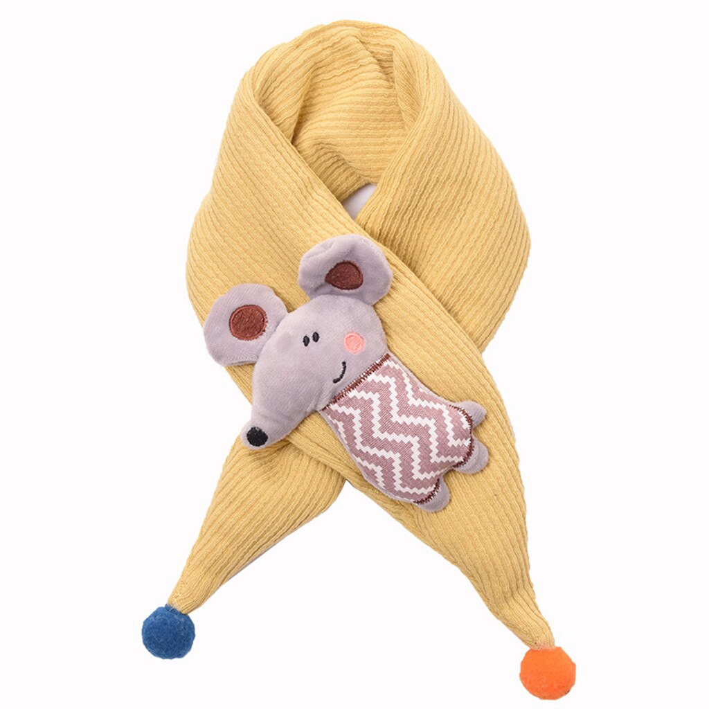 Kids Cartoon Animal Knit Scarves Kids Cartoon Shawls Scarves Collar Thickening Scarf Baby Boys And Girls Winter Knitted Clothes: Yellow