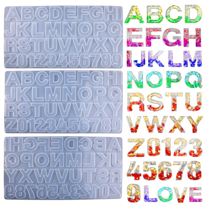English Alphabet 0-9 Numbers Keychain Mould Silicone Epoxy Resin Molds DIY Pendant Jewellery Making Keychain Decor R7RF