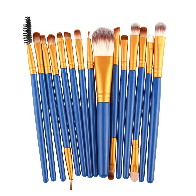 15pcs Portable Makeup Cosmetic Beauty Tools Eye Brush For Eyeshadow Eyebrow Multi-color Fiber Nylon Hair Plastic Handle: 15pcs16