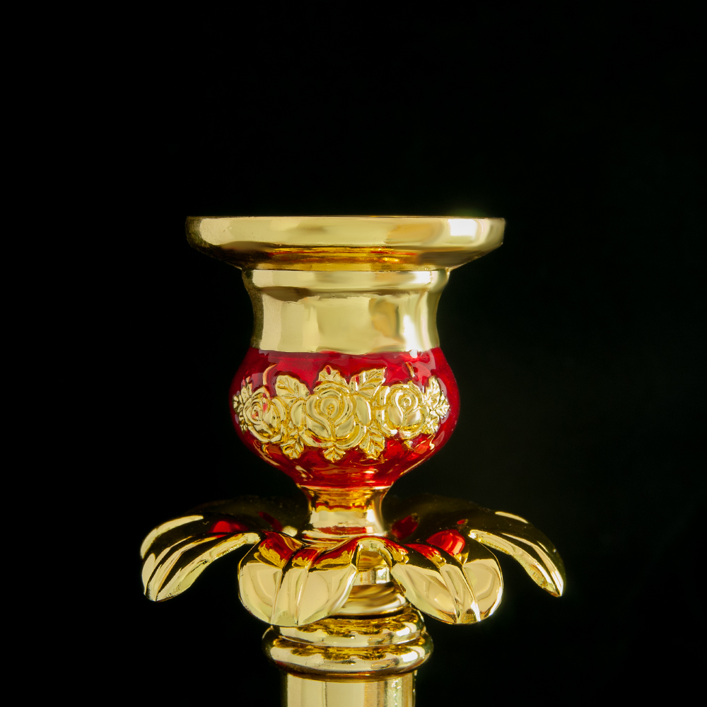 HTISOK Candelabro ortodoxo de 10,6 pulgadas, aleación de zinc con galvanoplastia de oro, religioso para ceremonias y decoración del hogar