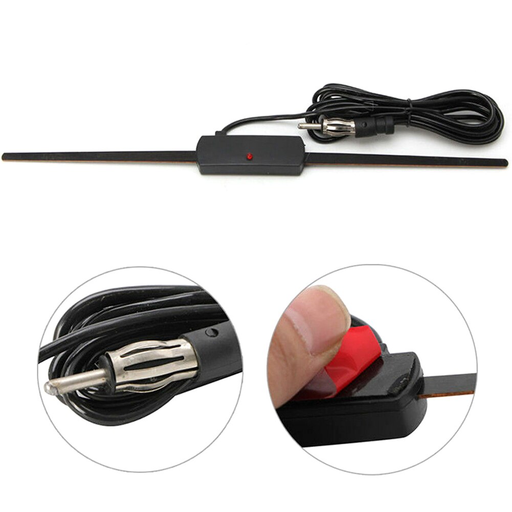 Universal Indoor FM Car Antenna With 12V Amplifier – Windscreen Mount, Black