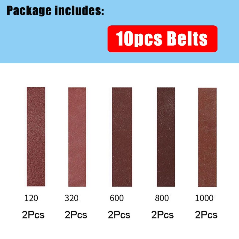 Mini Elektrische Bandschuurmachine Diy Polijsten Slijpmachine Randen Puntenslijper Cutter Multifunctionele Hout Molen 10Pcs Schuurband: 10pcs Abrasive Belt