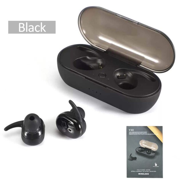 Y30 TWS Drahtlose Kopfhörer Blutooth 5,0 kopfhörer Lärm abbrechen Headset 3D Stereo Klang Musik in-ohr Ohrhörer Wasserdicht: Schwarz-Y30 mit Kasten