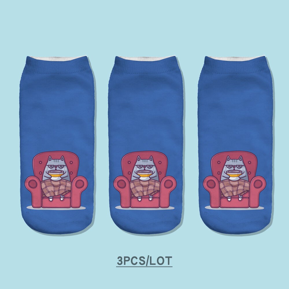 3pcs/Lot skarpetki Dog Sock Cute Floral Socks Women Harajuku Art Socks Funny Cotton Fasion Kawaii Ankle Happy Socks: S43008