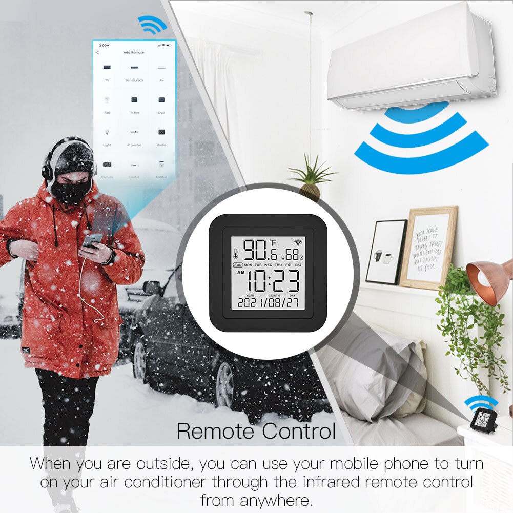 Moes WiFi Tuya Smart IR Remote Control Temperature and Humidity Sensor for Air Conditioner TV AC Works with Alexa Google Home