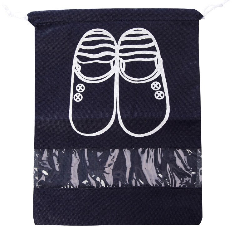 Foldable Dust-proof Shoe Hanger Shoe Storage Bag Outdoor Travel Shoe Bag Large-capacity Wardrobe Sundries Organizer: L navy blue