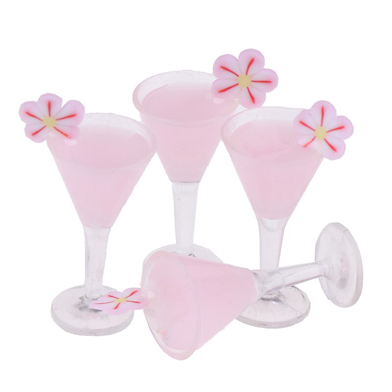 4Stck 1/12 Puppenhaus Miniatur Cocktail Tasse Trinken Glas Modell Spielzeug Puppenhaus Dekor