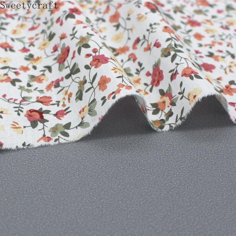 Tejido con estampado Floral de popelina, tejido de algodón de 14x50cm con de popelina para costura de retazos de ropa, vestido, blusa, accesorios hechos a mano