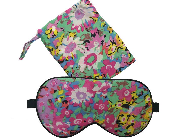 Máscara de seda 100% pura para dormir, mascarilla con patrón Floral combinado, 1 unidad, 100% bolsas de seda con cordón para viaje, ayuda para relajarse, Multicolor, 1 unidad: NO.7