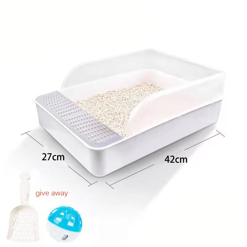 Boîte à litière semi-fermée anti-éclaboussures pour chat, toilettes, grande et petite, désodorisante, fournitures de merde pour chat: White large